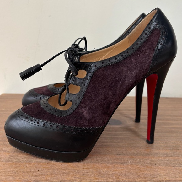 Christian Louboutin Mamimo platform Oxford Lace Up purple heeled booties 40 - Picture 6 of 10